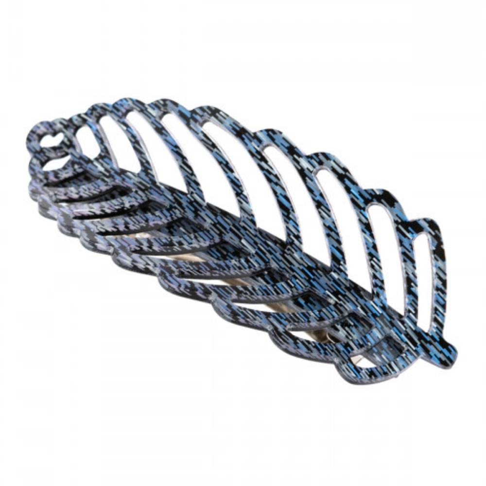 RIAH FASHIONS Blue Feather Filigree Hair Barrette